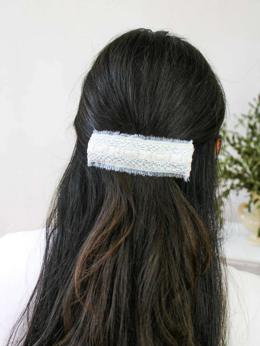 Amelia Lace and Linen Hair Clip by Ash & Rose