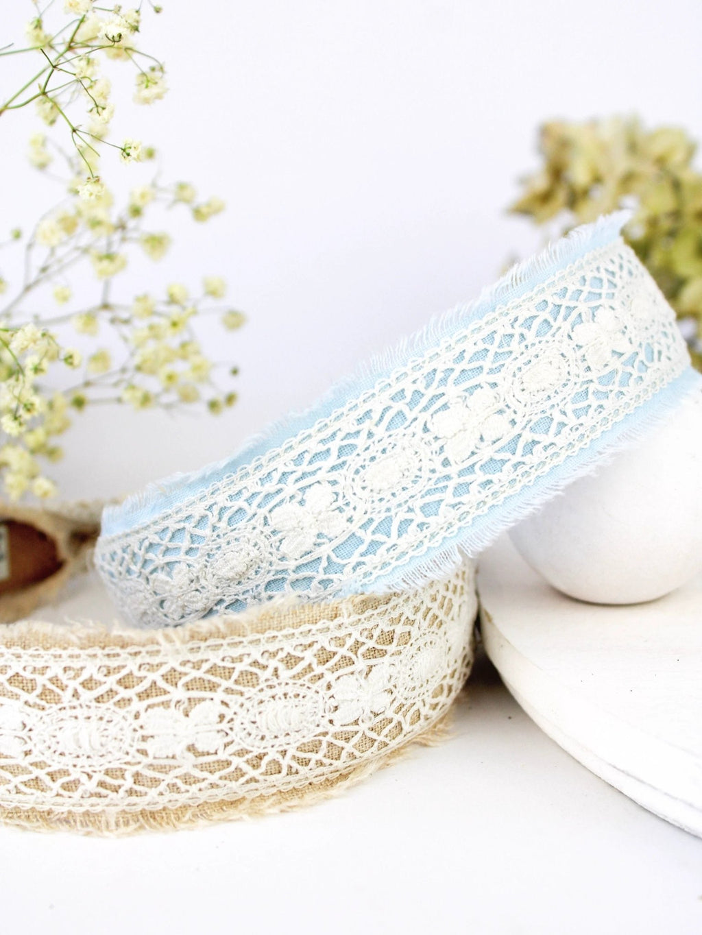 Amelia Lace and Linen Headband by Ash & Rose