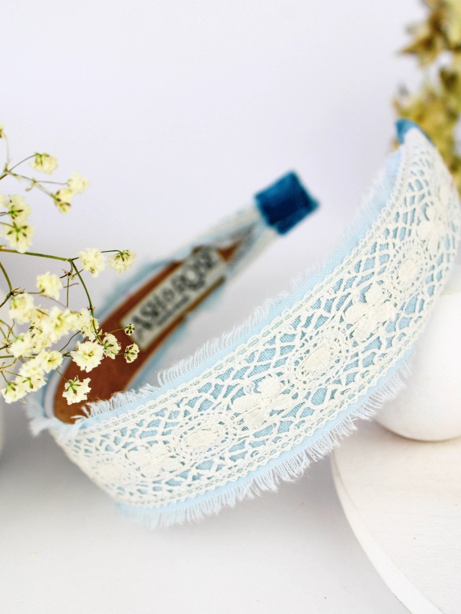 Amelia Lace and Linen Headband by Ash & Rose