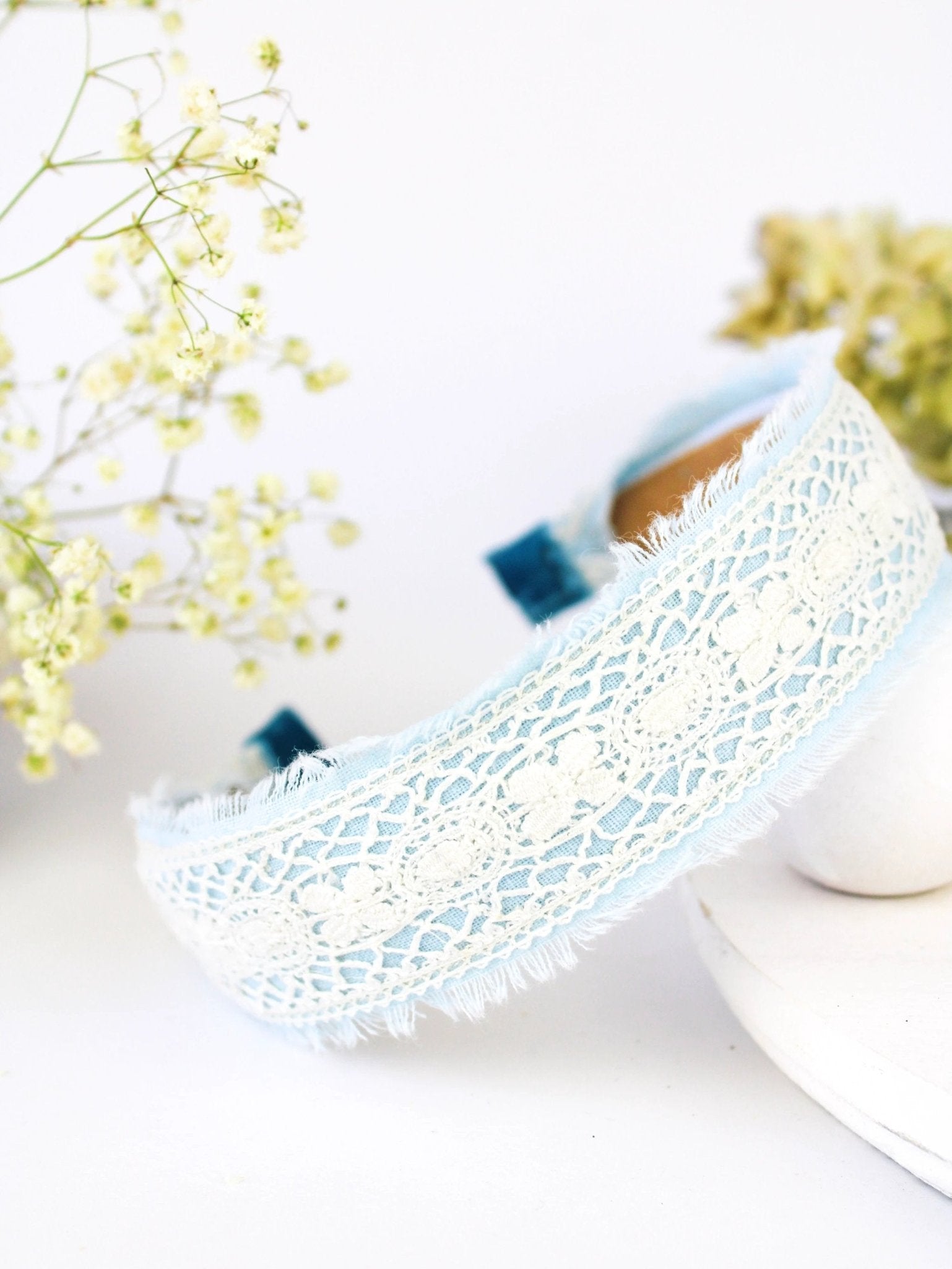 Amelia Lace and Linen Headband by Ash & Rose