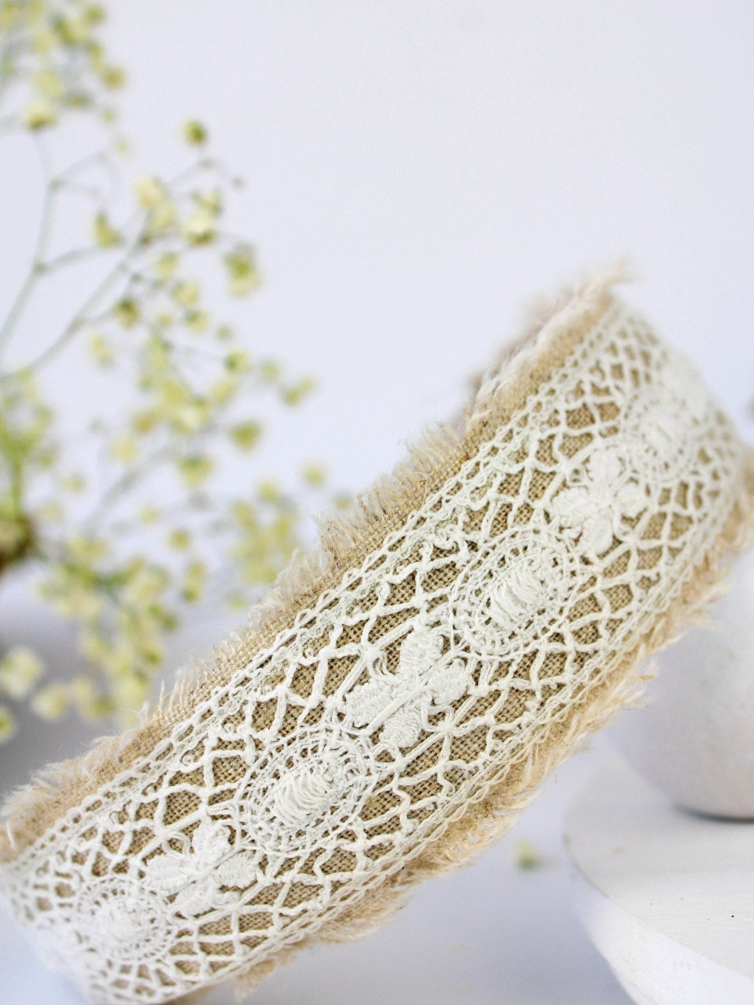 Amelia Lace and Linen Headband by Ash & Rose
