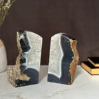 Amethyst and Agate Bookend Pair (7 Lb.) natural geode crystals, extra Large amethysts from Uruguay Amethyst Geodes La Vie Bien Amethyst and Agate Bookend Pair (7 Lb.) natural geode crystals, extra Large amethysts from Uruguay