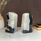 Amethyst and Agate Bookend Pair (7 Lb.) natural geode crystals, extra Large amethysts from Uruguay Amethyst Geodes La Vie Bien Amethyst and Agate Bookend Pair (7 Lb.) natural geode crystals, extra Large amethysts from Uruguay