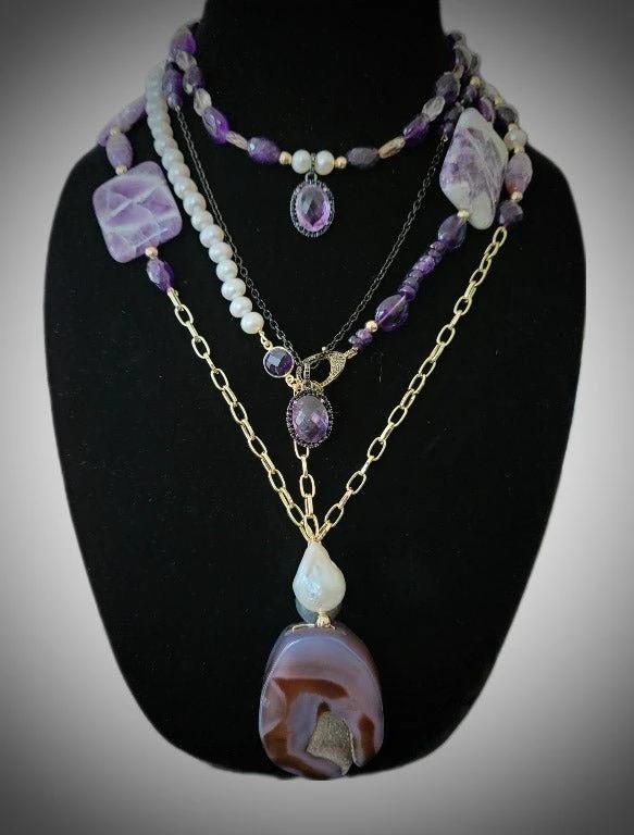 Amethyst and Ametrine Layered Necklace