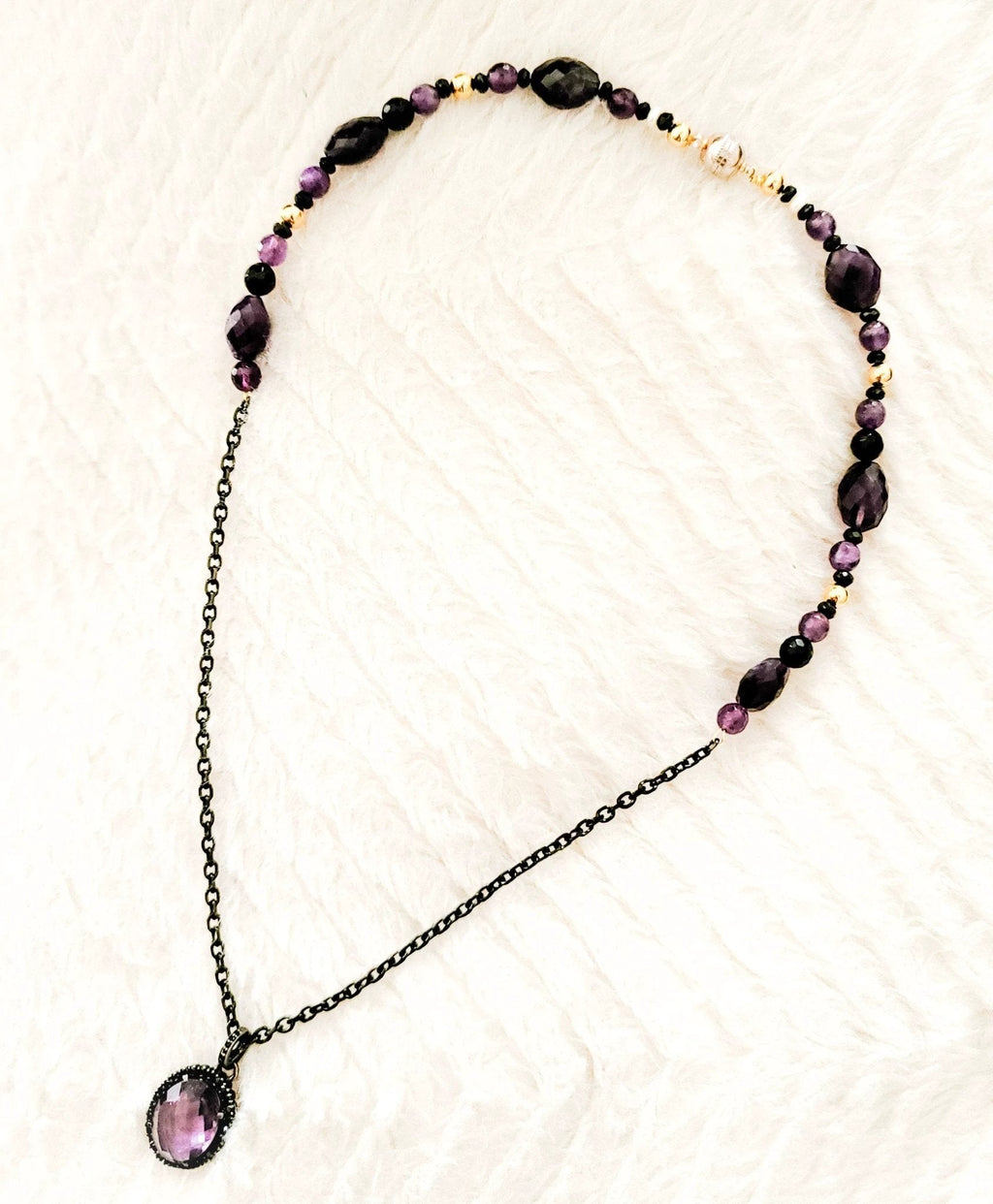 Amethyst and Black Spinel Necklace