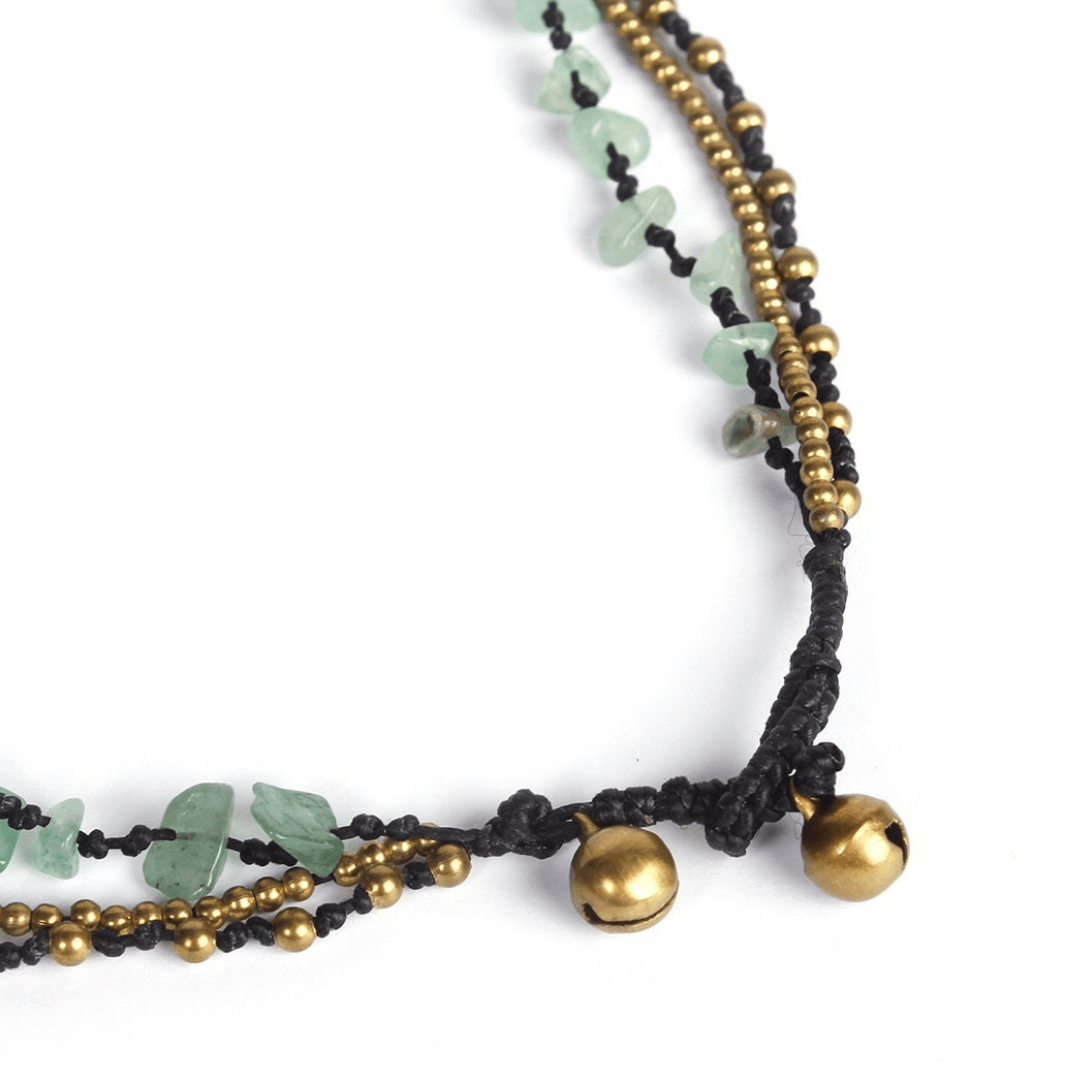 Amethyst and Jade with Brass Ball Necklace - Thailand Jewelry La Vie Bien Amethyst and Jade with Brass Ball Necklace - Thailand