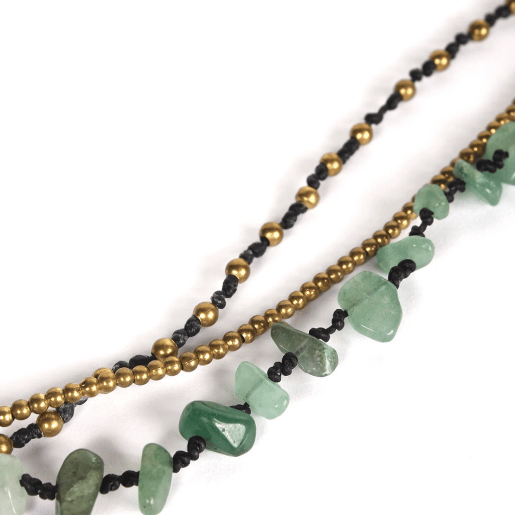 Amethyst and Jade with Brass Ball Necklace - Thailand Jewelry La Vie Bien Amethyst and Jade with Brass Ball Necklace - Thailand