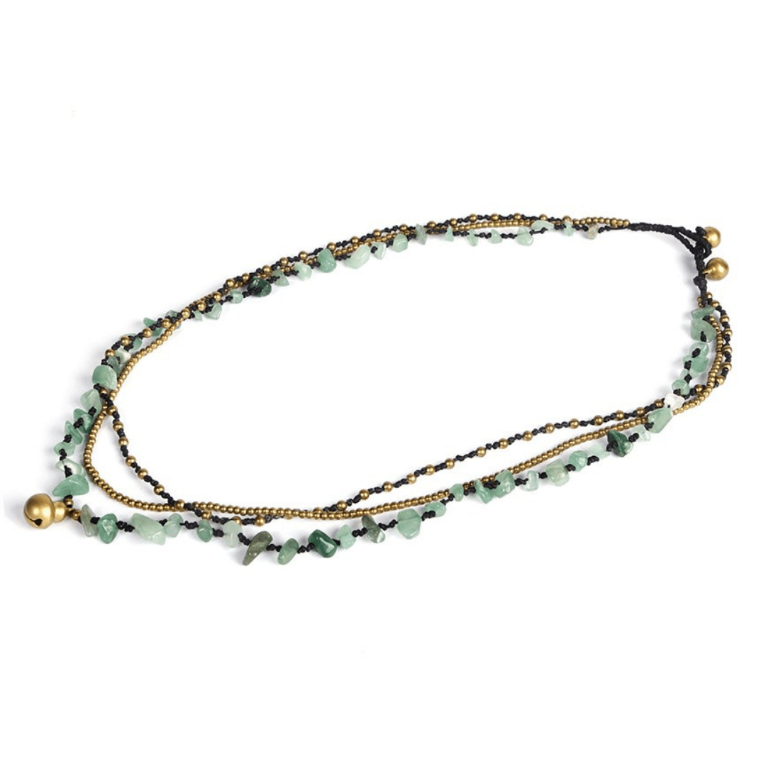 Amethyst and Jade with Brass Ball Necklace - Thailand Jewelry La Vie Bien Amethyst and Jade with Brass Ball Necklace - Thailand