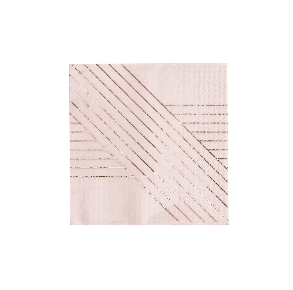 Amethyst - Pale Pink Striped Cocktail Paper Napkins by Harlow & Grey