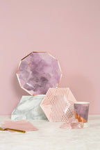 Amethyst - Pale Pink Striped Cocktail Paper Napkins by Harlow & Grey