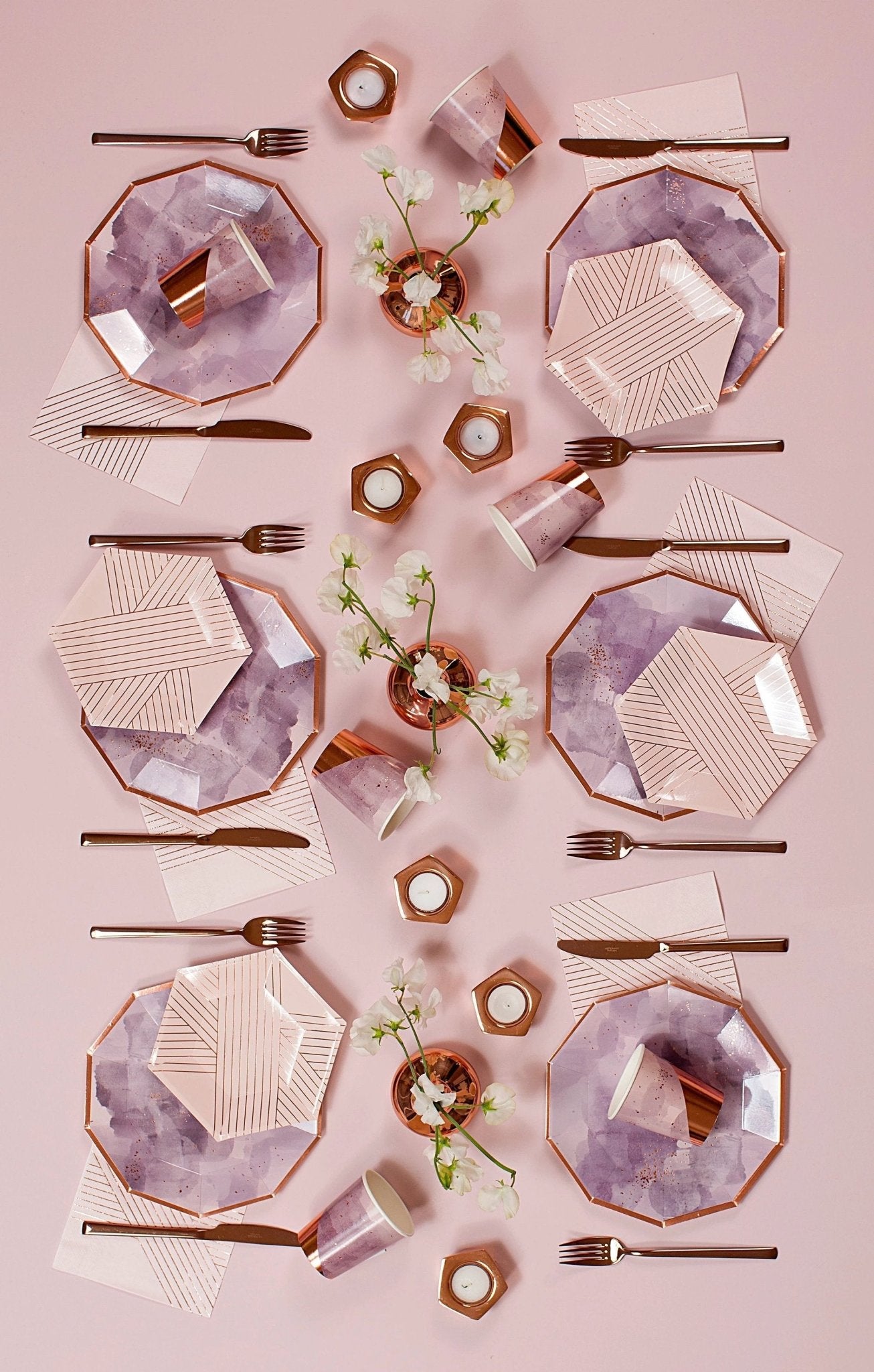 Amethyst - Pale Pink Striped Cocktail Paper Napkins by Harlow & Grey