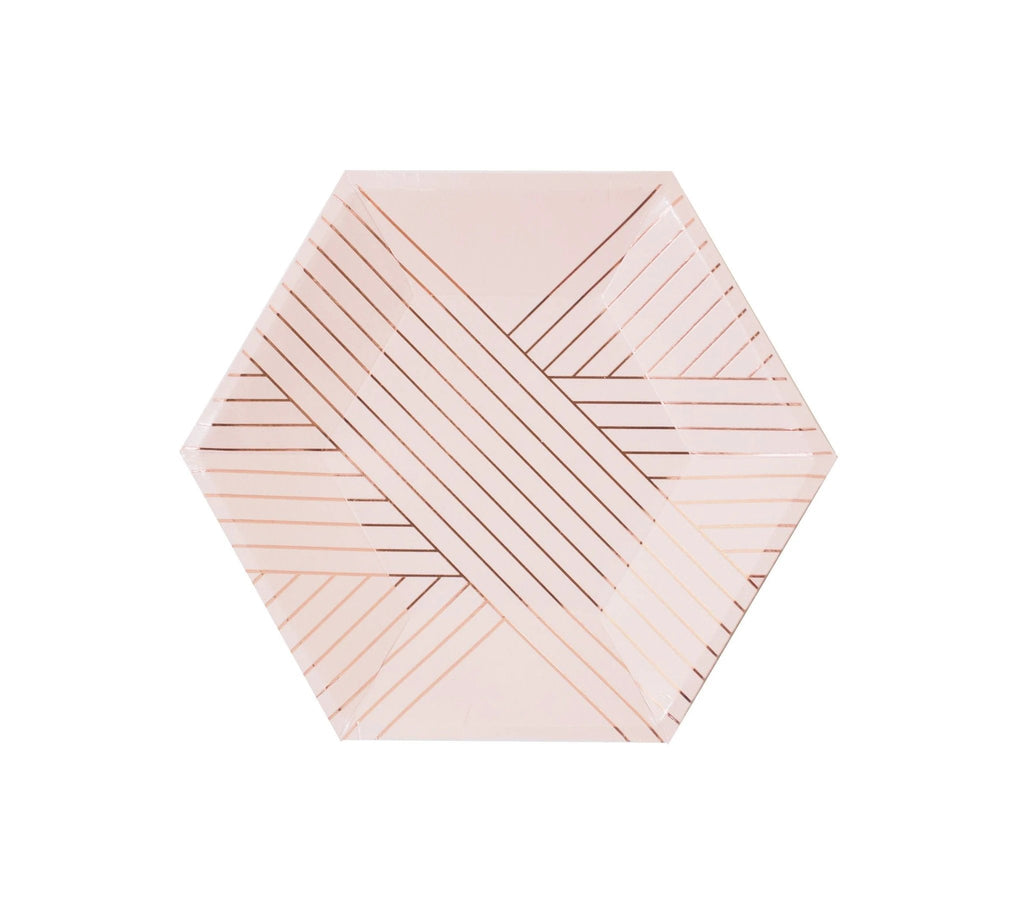 Amethyst - Pale Pink Striped Small Paper Plates by Harlow & Grey