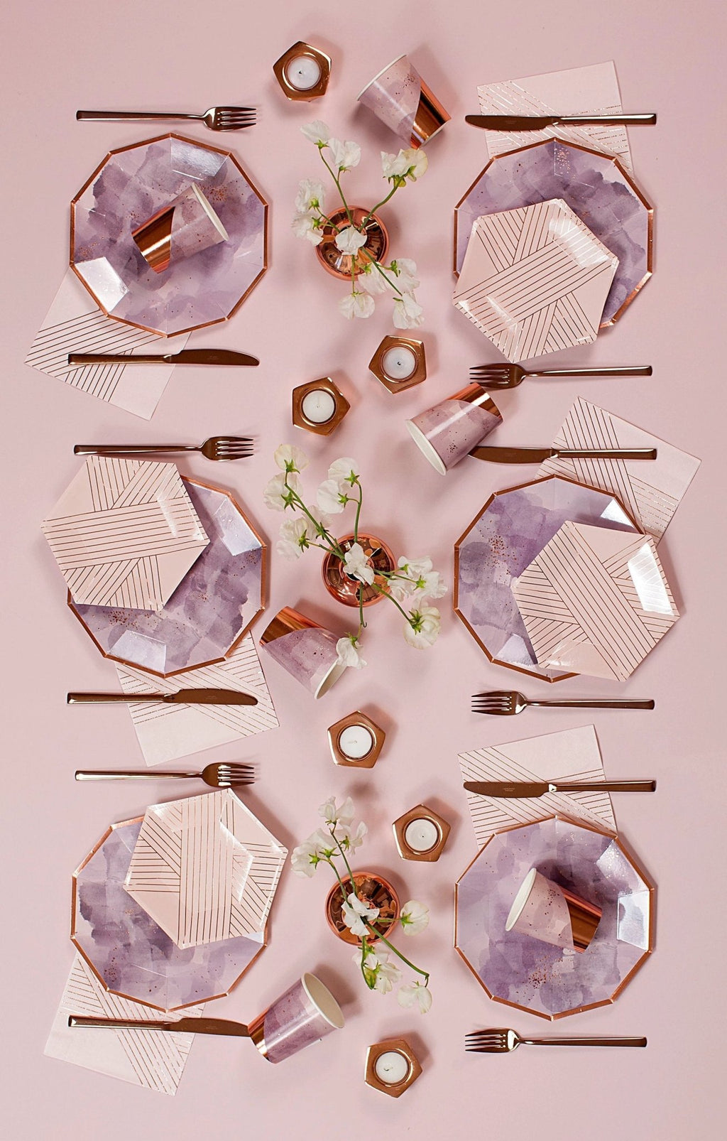 Amethyst - Pale Pink Striped Small Paper Plates by Harlow & Grey