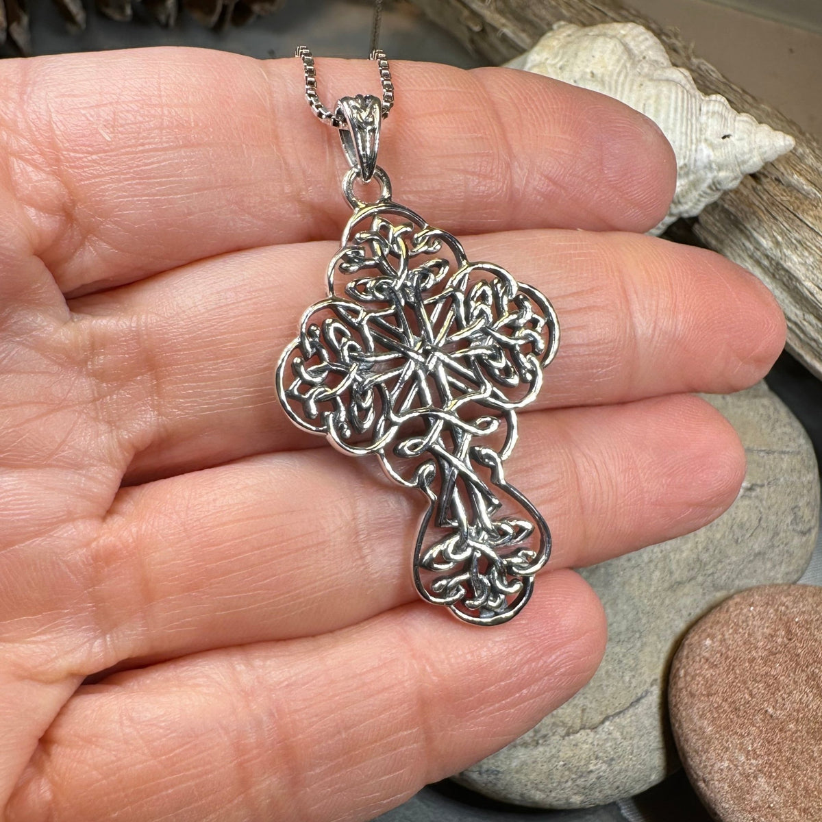 Amiens Celtic Cross Necklace in Sterling Silver Pendant La Vie Bien Amiens Celtic Cross Necklace in Sterling Silver