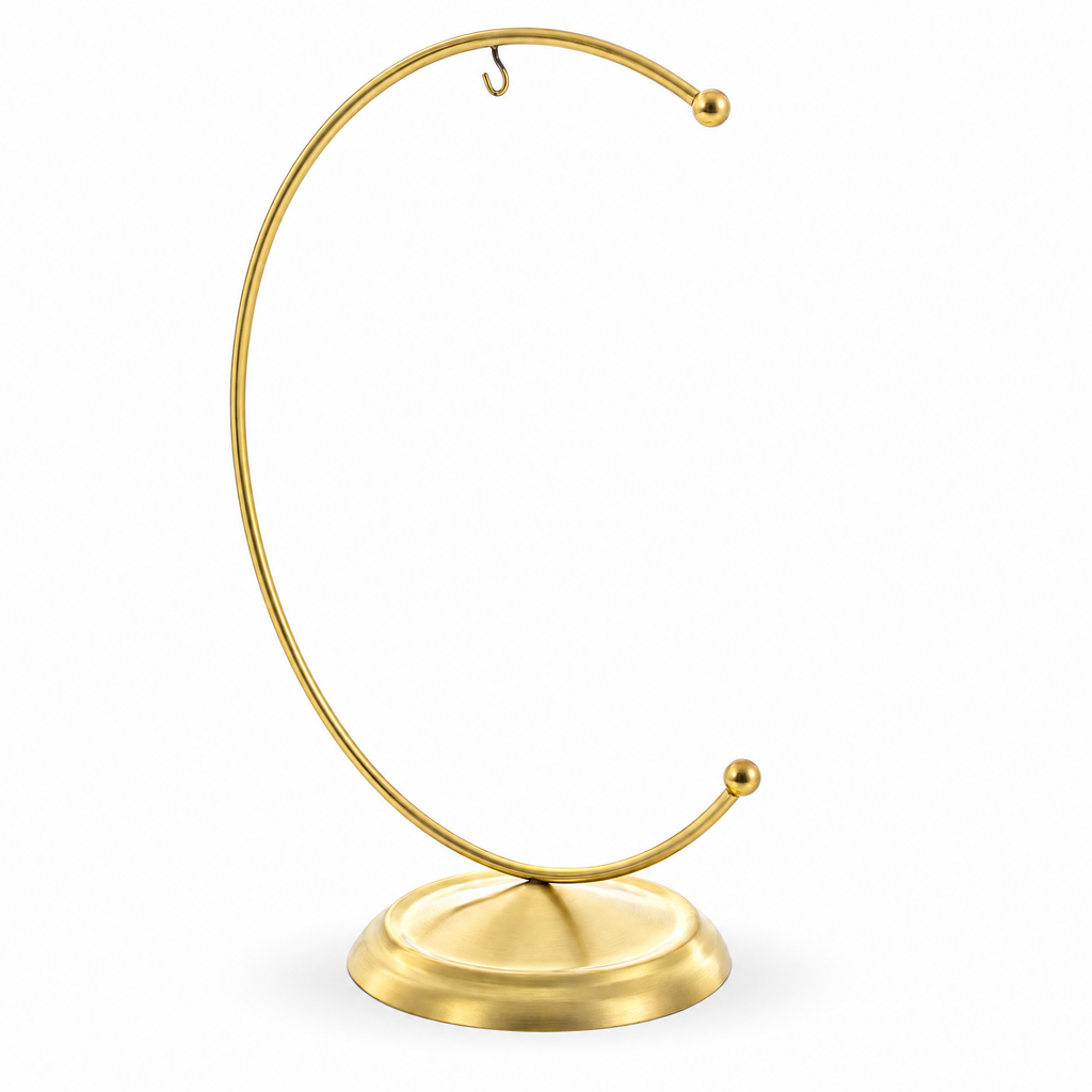 Crescent Moon Gold Metal Ornament Display Stand 8.8 Inches