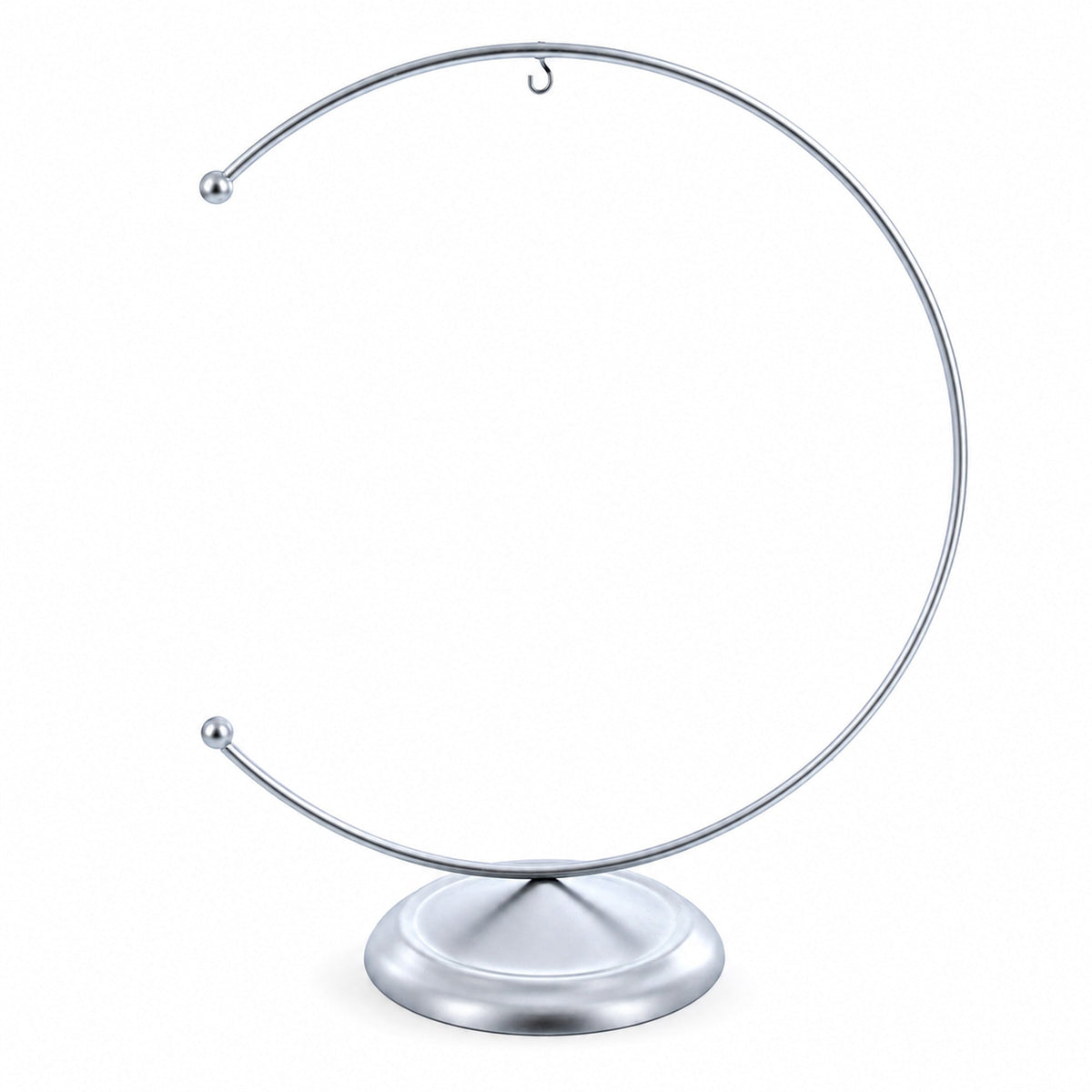 Crescent Moon Silver Metal Ornament Display Stand 8.8 Inches