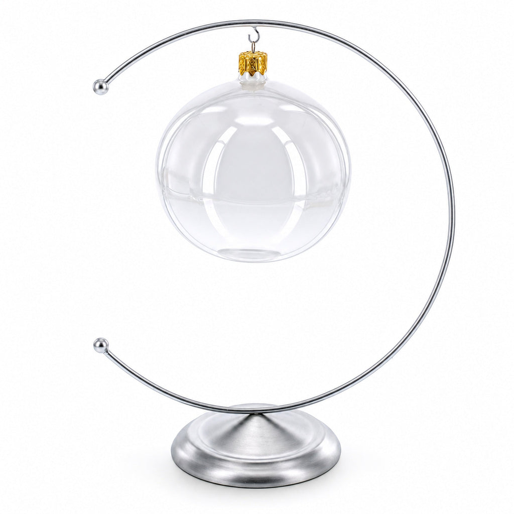 Crescent Moon Silver Metal Ornament Display Stand 8.8 Inches