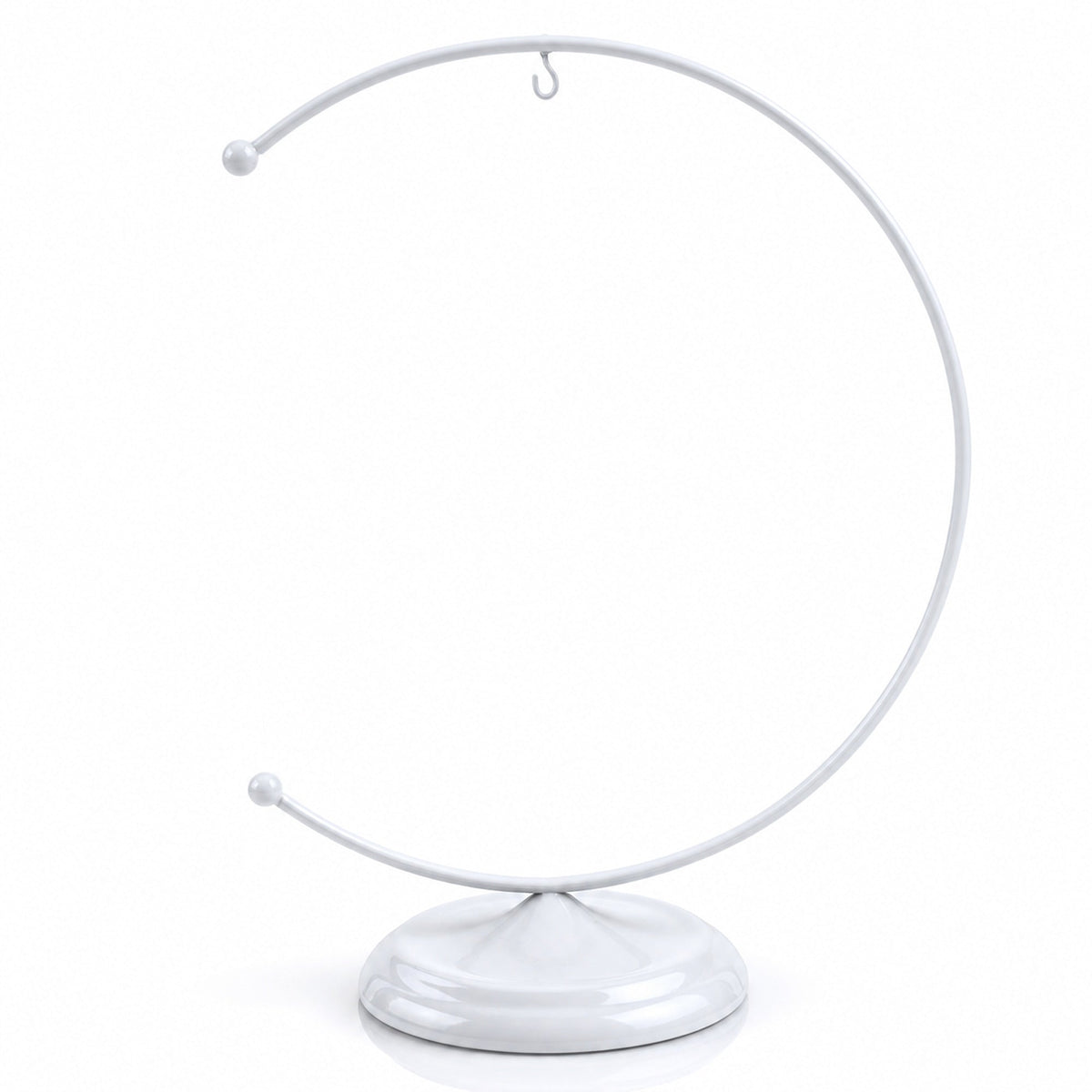 Crescent Moon White Painted Metal Ornament Display Stand 8.8 Inches