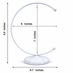 Crescent Moon White Painted Metal Ornament Display Stand 8.8 Inches