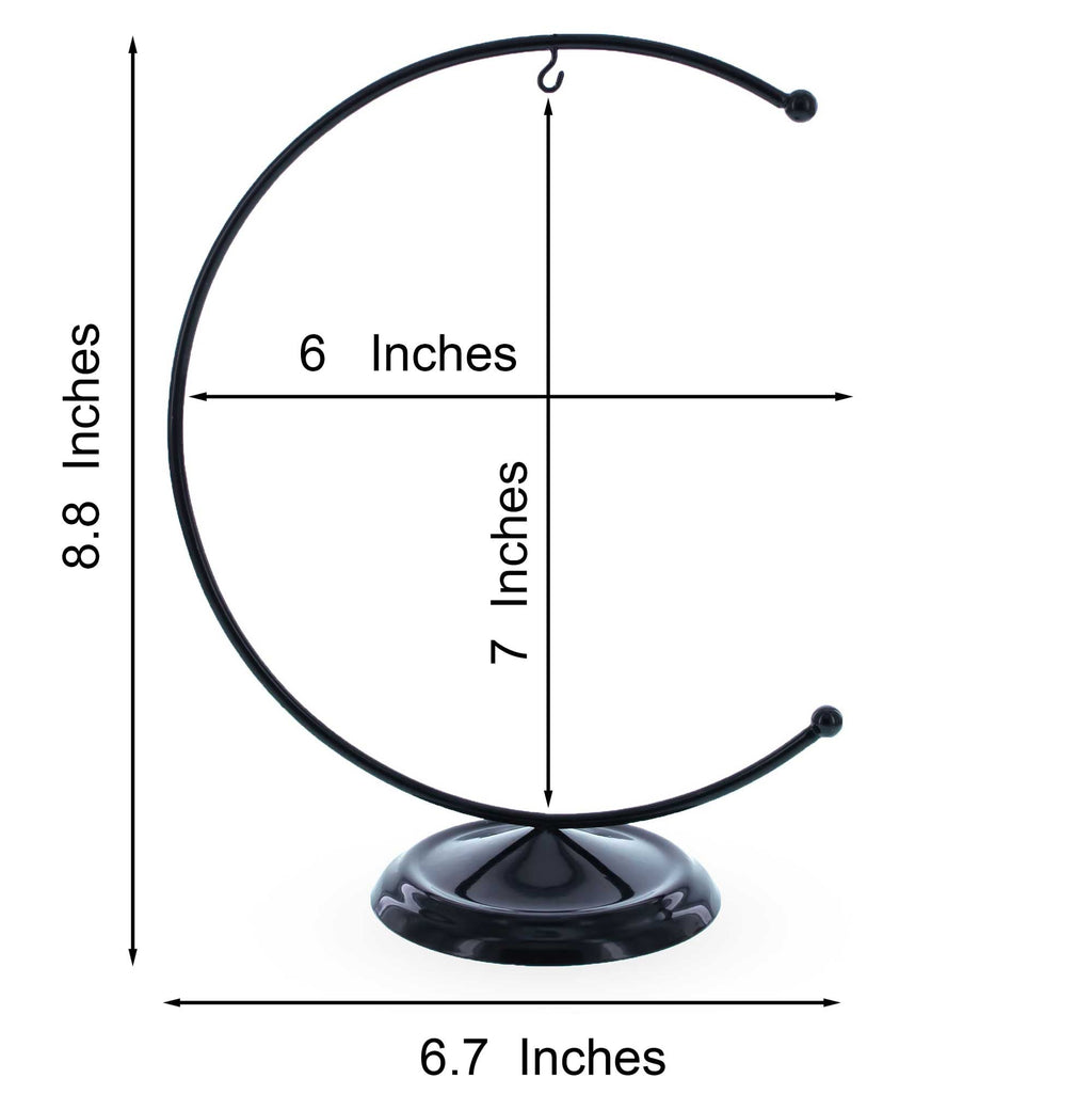 Crescent Moon Black Painted Metal Ornament Display Stand 8.8 Inches