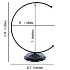 Crescent Moon Black Painted Metal Ornament Display Stand 8.8 Inches