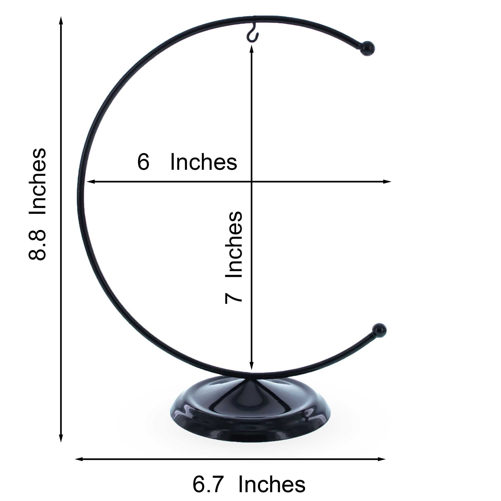 Crescent Moon Black Painted Metal Ornament Display Stand 8.8 Inches