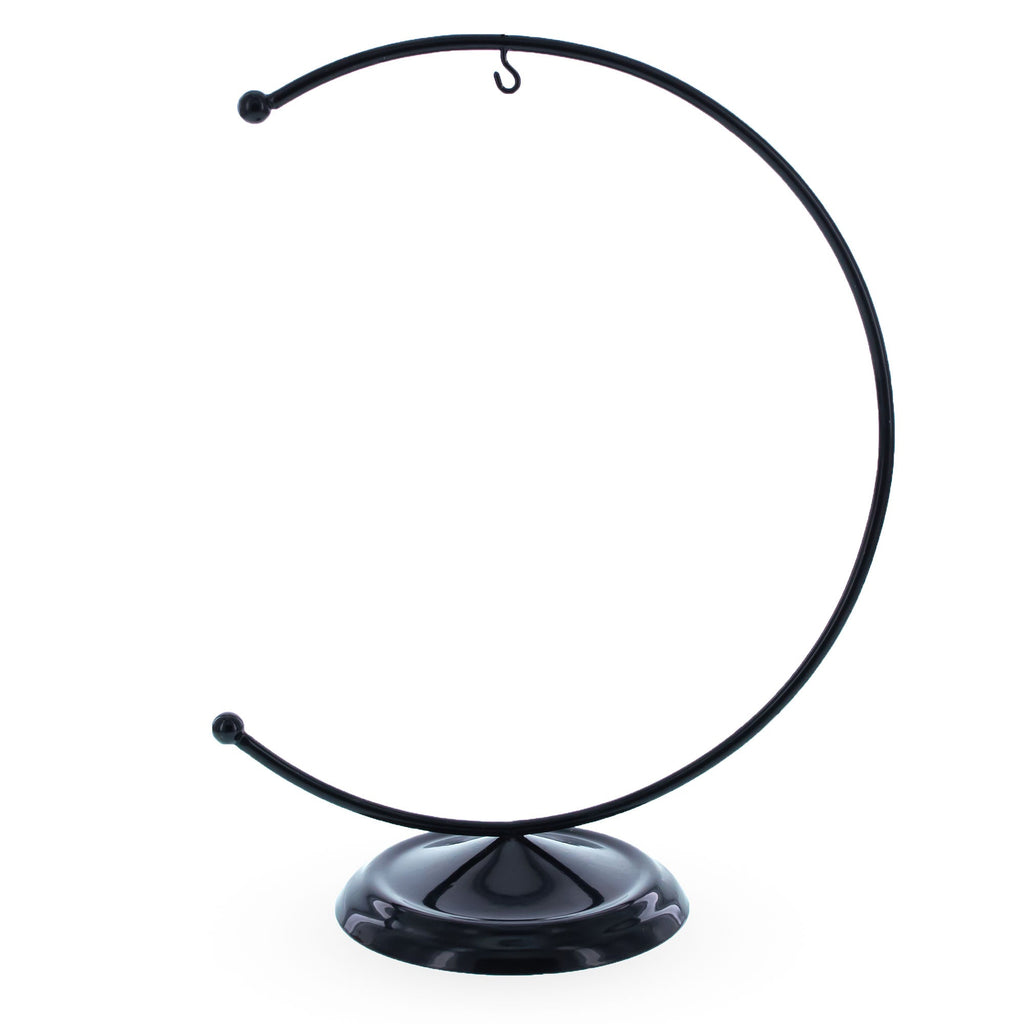 Crescent Moon Black Painted Metal Ornament Display Stand 8.8 Inches