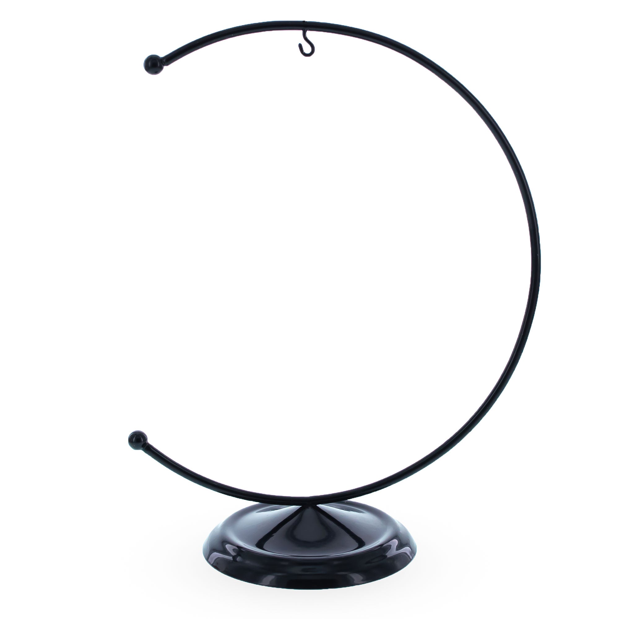 Crescent Moon Black Painted Metal Ornament Display Stand 8.8 Inches