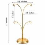 4-Arm Tree Branch Gold Metal Ornament Display Stand 12 Inches