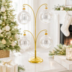 4-Arm Tree Branch Gold Metal Ornament Display Stand 12 Inches