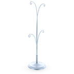 4-Arm Tree Branch Silver Metal Ornament Display Stand 12 Inches