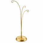 3-Arm Botanical Style Gold Metal Ornament Display Stand 12 Inches