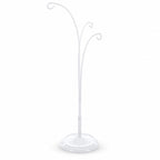 3-Arm Botanical Style White Painted Metal Ornament Display Stand 12 Inches
