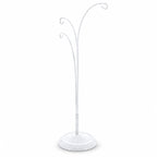 3-Arm Botanical Style White Painted Metal Ornament Display Stand 12 Inches