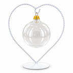 Heart-Shaped Twisted White Painted Metal Ornament Display Stand 6.2 Inches