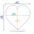 Heart-Shaped Twisted White Painted Metal Ornament Display Stand 6.2 Inches