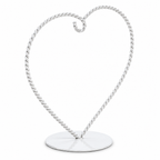 Heart-Shaped Twisted White Painted Metal Ornament Display Stand 6.2 Inches