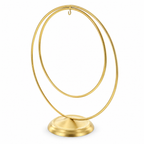 Contemporary Double Circle Gold Metal Ornament Display Stand 8.2 Inches