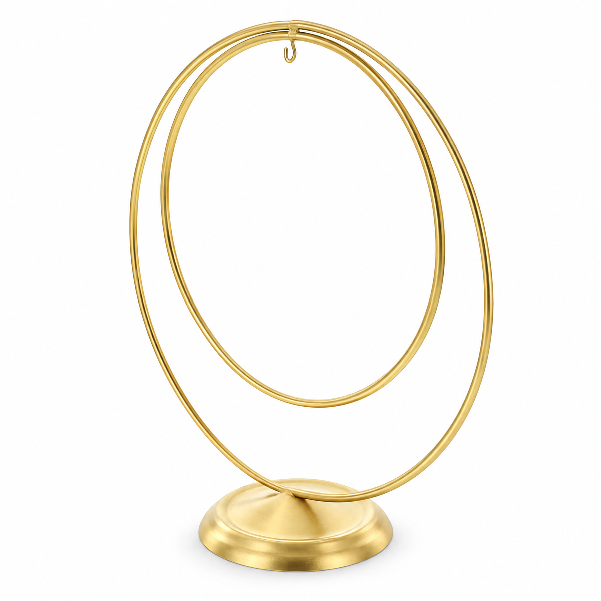 Contemporary Double Circle Gold Metal Ornament Display Stand 8.2 Inches