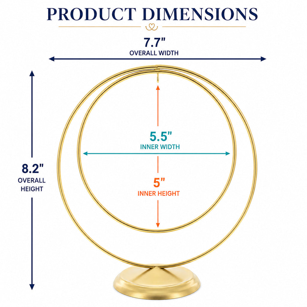 Contemporary Double Circle Gold Metal Ornament Display Stand 8.2 Inches
