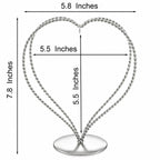 Double Wire Heart Twisted Silver Metal Ornament Display Stand 7.8 Inches