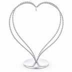 Double Wire Heart Twisted Silver Metal Ornament Display Stand 7.8 Inches