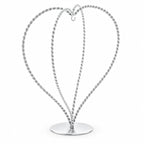 Double Wire Heart Twisted Silver Metal Ornament Display Stand 7.8 Inches