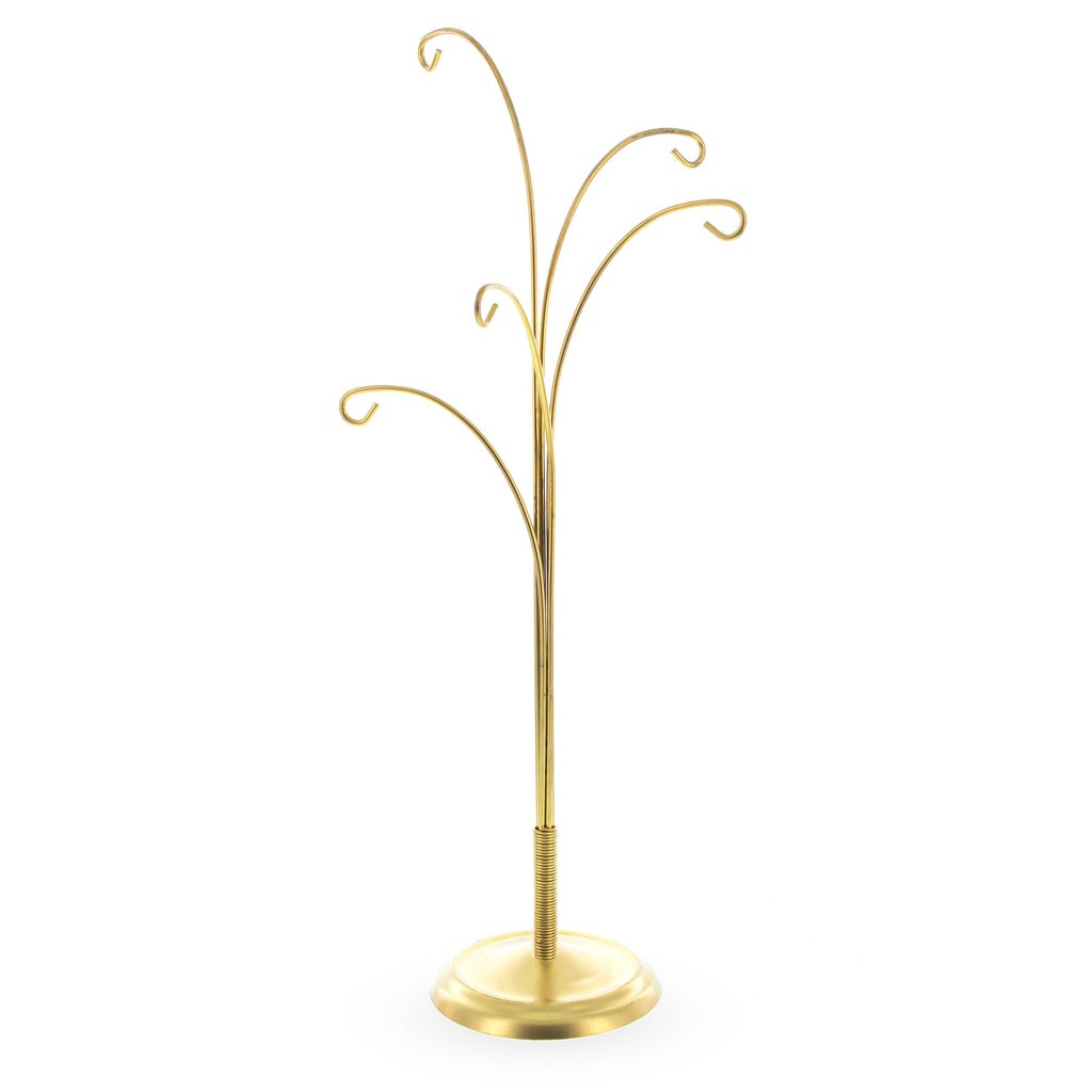 5-Arm Scroll Tree Branches Gold Metal Ornament Display Stand 14.5 Inches