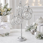 5-Arm Scroll Tree Branches Silver Metal Ornament Display Stand 14.5 Inches