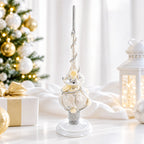 Upright White Metal Christmas Tree Topper Finial Stand Display Stand 7.2 Inches