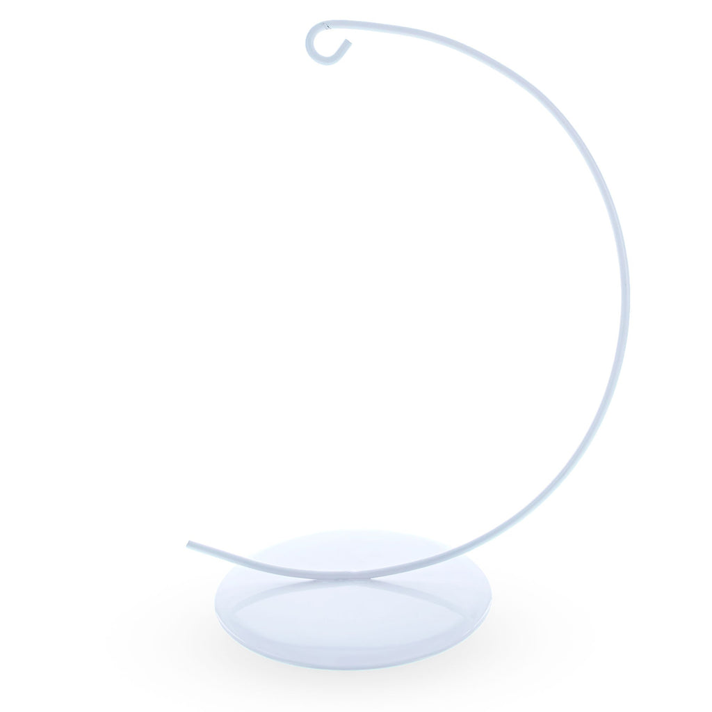 Solid Round Base White Painted Metal Ornament Display Stand 7.8 Inches