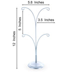 4-Arm Tree Branch Silver Metal Ornament Display Stand 12 Inches