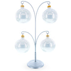4-Arm Tree Branch Silver Metal Ornament Display Stand 12 Inches
