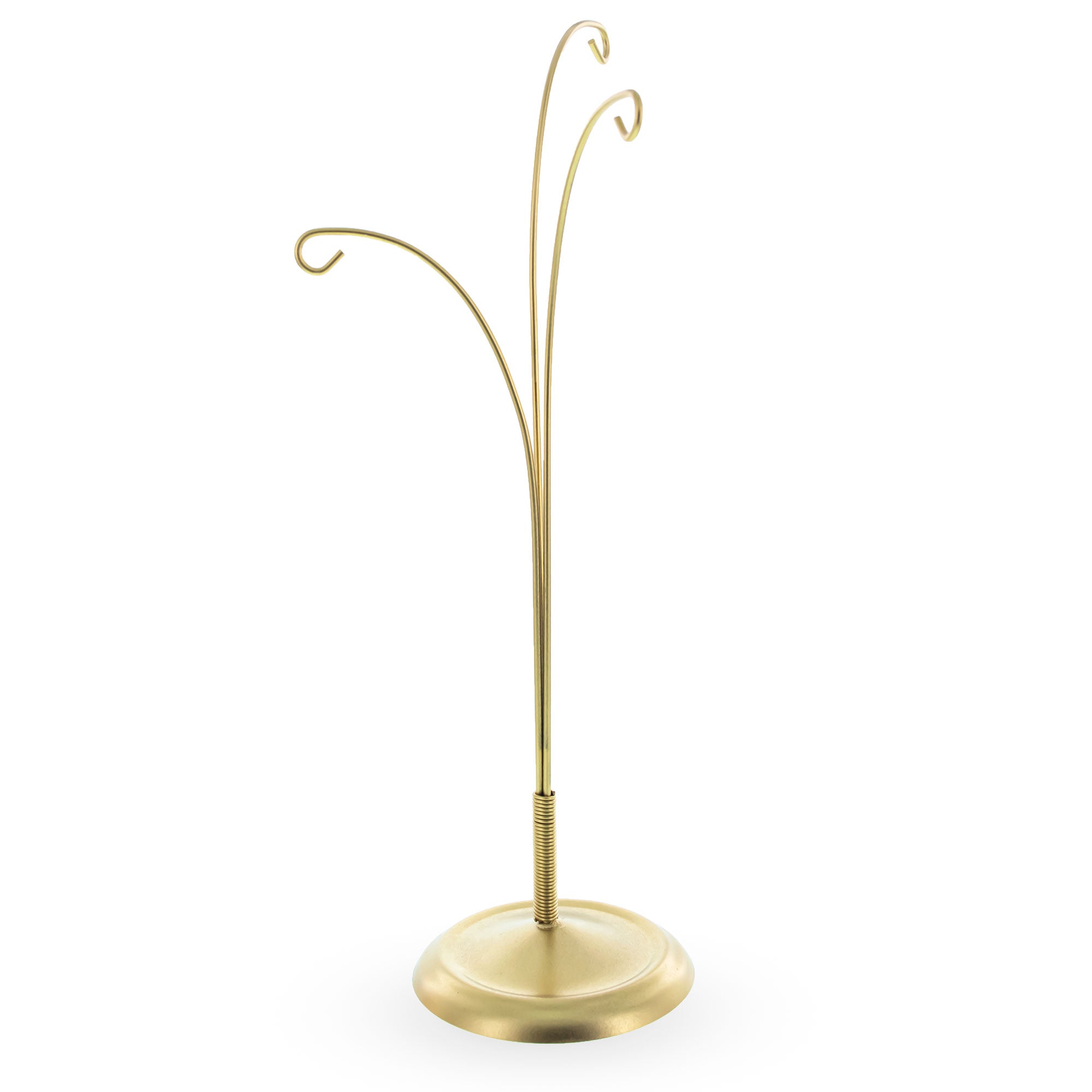 3-Arm Botanical Style Gold Metal Ornament Display Stand 12 Inches